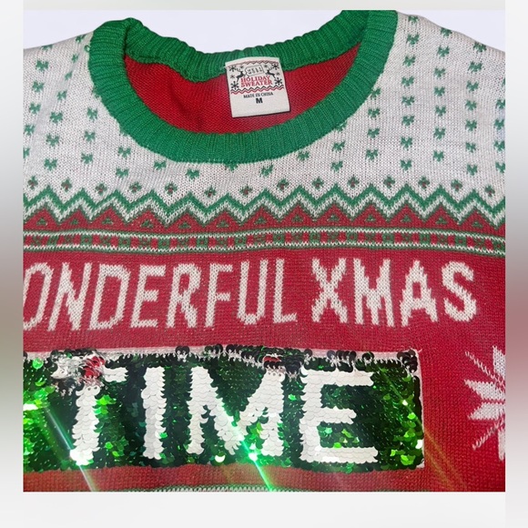 Festive Red and Green Crewneck Ugly Christmas Sweater - Picture 2 of 4